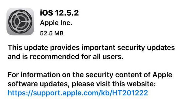 大悟苹果手机维修分享iOS12.5.2发布，建议所有老苹果用户安装 